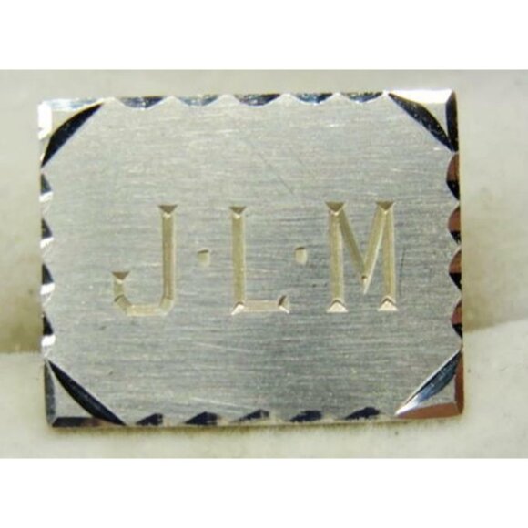 "JLM" Monogram Initial Cufflinks Vintage Sterling Silver 925 Curve Bullet Patina - Picture 2 of 10